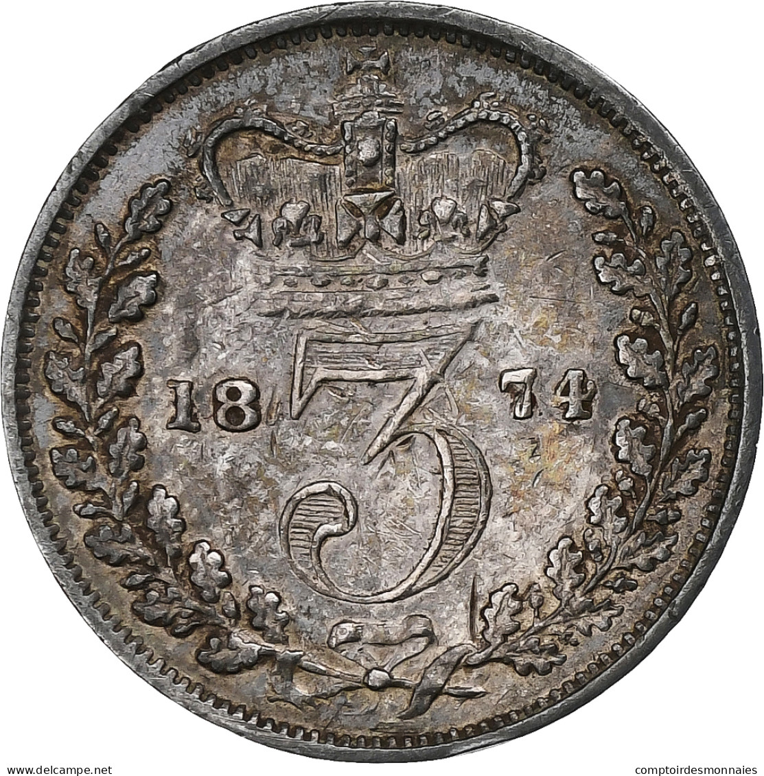 Grande-Bretagne, Victoria, 3 Pence, 1874, Argent, TB+, KM:730 - F. 3 Pence