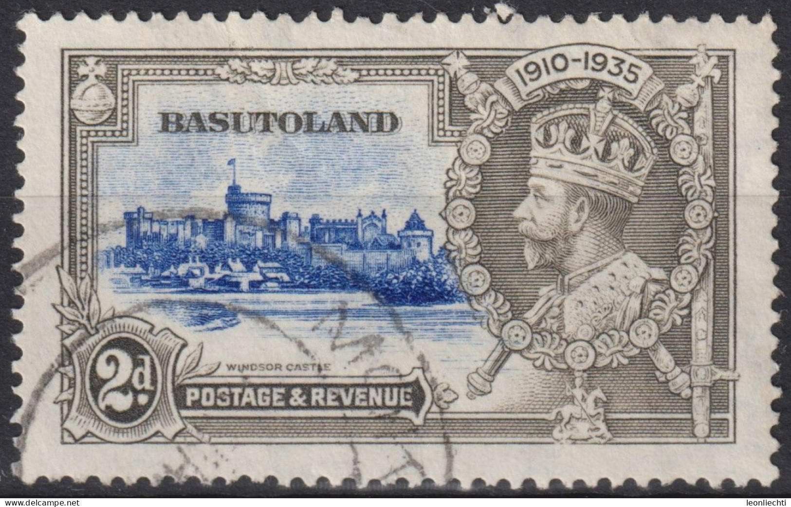1935 Basutoland ° Mi:GB-BA 12, Sn:GB-BA 12, Yt:GB-BA 12, Windsor Castle And King George V - 1933-1964 Colonia Britannica