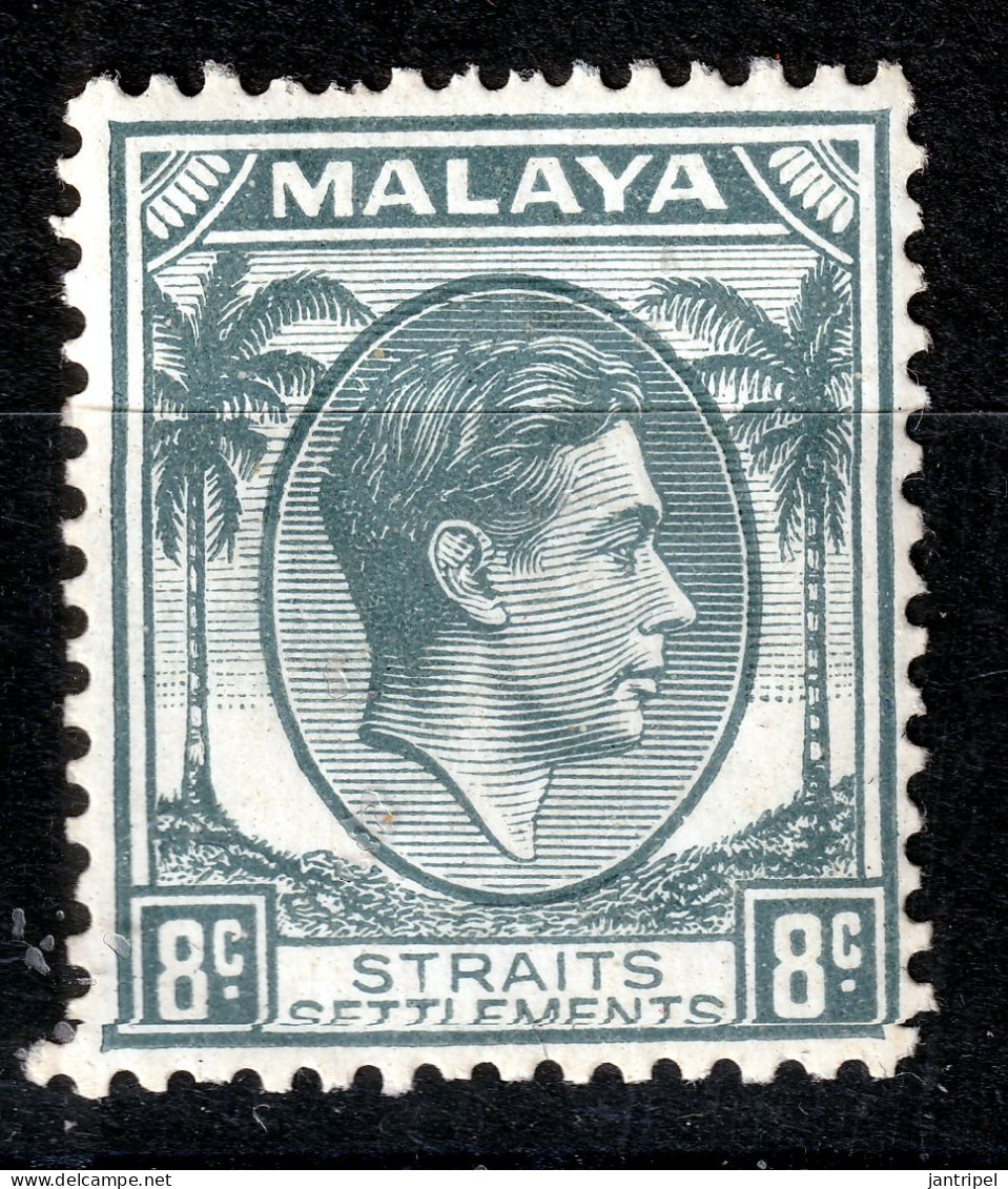 STRAITS SETTLEMENT 1937 KGVI 8c MNH - Straits Settlements