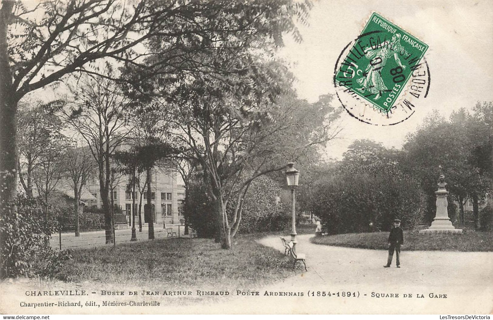 FRANCE - Charleville - Buste De Jean Arthur Rimbaud Poète Ardennais - Carte Postale Ancienne - Charleville