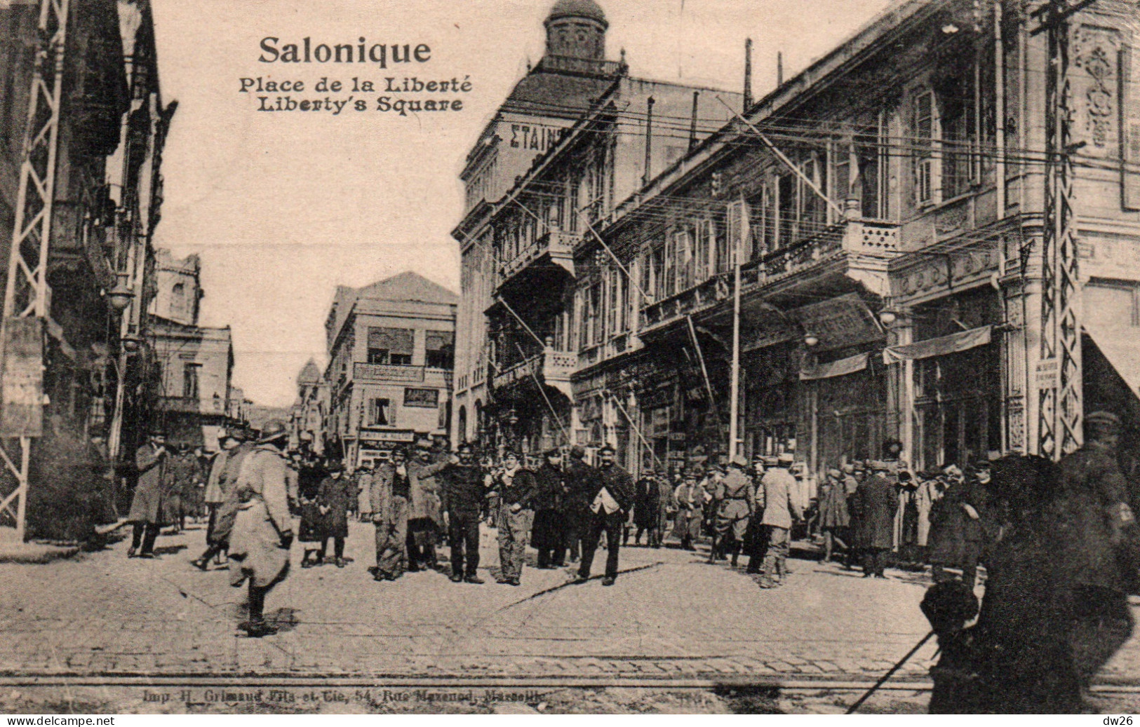 Grèce - Salonique (Thessalonique) Place De La Liberté, Liberty's Square 1918, Militaires - Edition Grimaud Fils - Griechenland