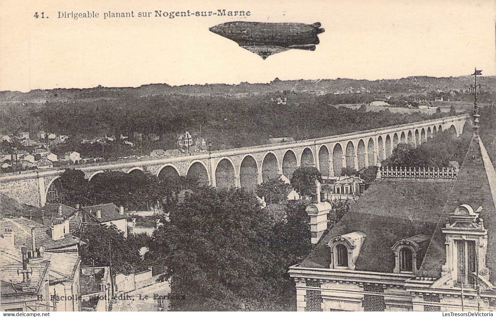 France - Dirigeable Planant Sur Nogent Sur Marne - Faciolle - Daté 1918  - Carte Postale Ancienne - Nogent Sur Marne