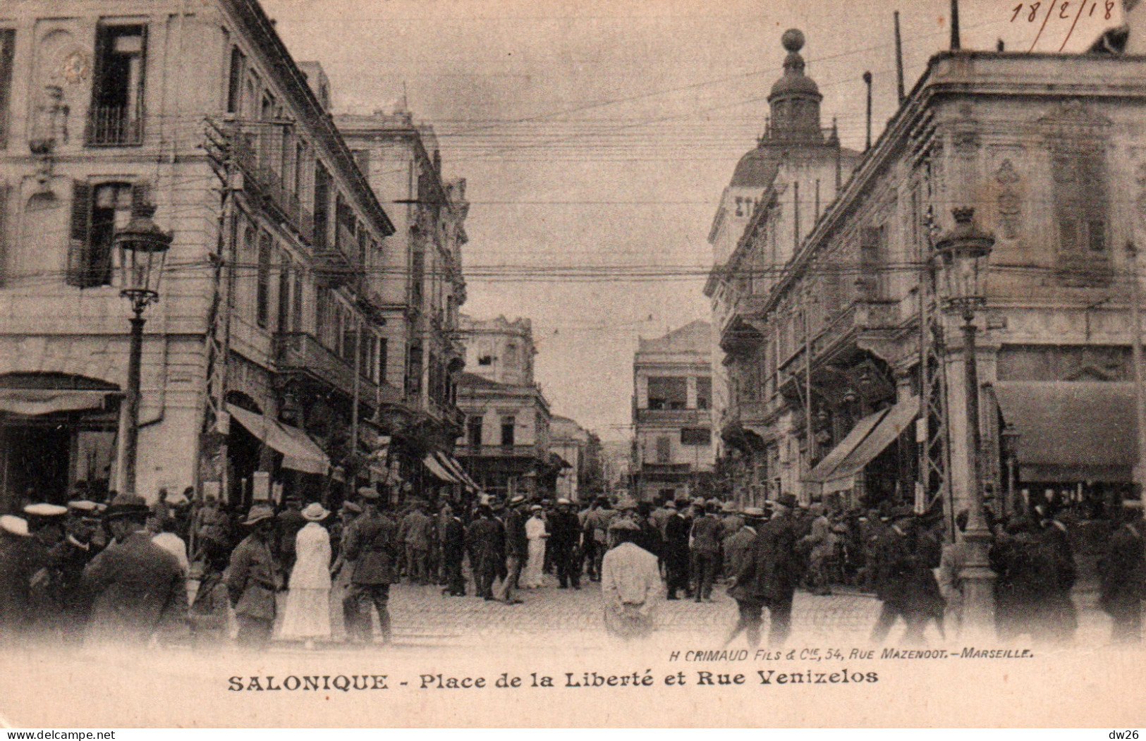Grèce - Salonique (Thessalonique) La Place De La Liberté Et Rue Venizelos 1918 - Edition Grimaud Fils - Griechenland