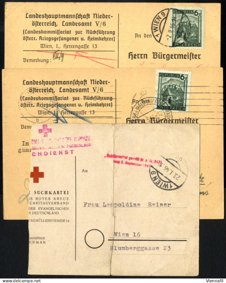 Cover 1946, 2 Vordruckkarten (Rückführung österr. Kriegsgefangener Und Heimkehrer) Nach Gmünd Bzw. Kirchberg Je Frankier - Sonstige & Ohne Zuordnung