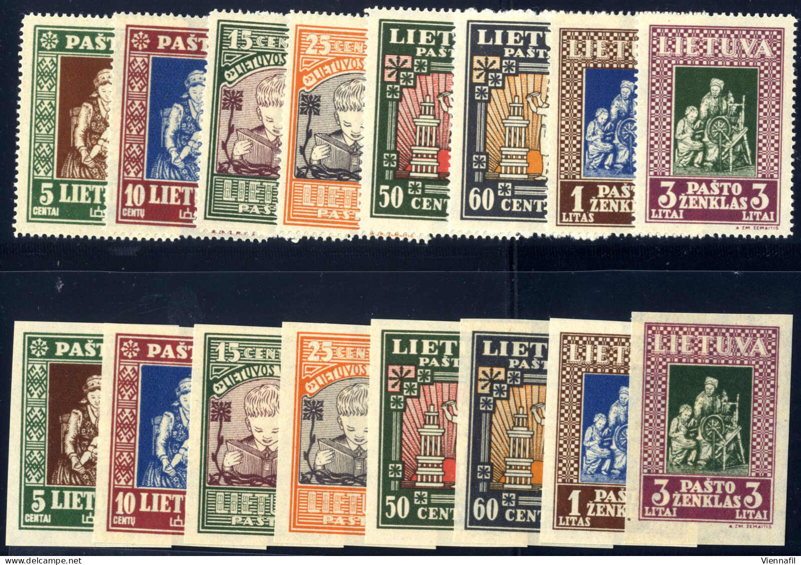 ** 1933, Dem Litauischen Kind (VII), Zwei Komplette Serien 8 Werte Gezähnt Und Geschnitten, Postfrisch, Mi. 364-371 A+B - Litauen