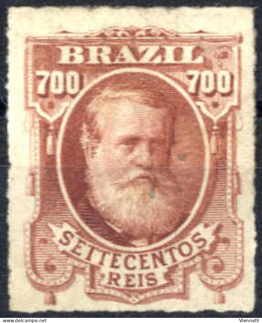 (*) 1877/78, Kaiser Pedro II Mit Weißem Vollbart, 700 R Rotbraun, Durchstochen Ohne Gummi, Mi. 46 - Andere & Zonder Classificatie