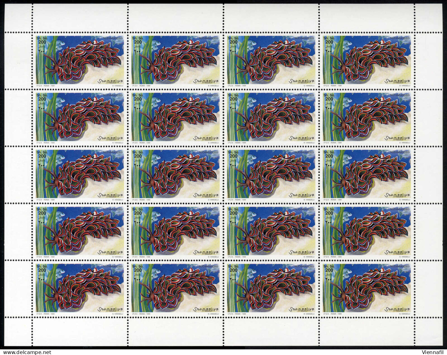 ** 1999, Nacktkiemerschnecken, Komplette Serie 3 Werte In 20 Bögen Und 1 Block, Postfrisch, Mi. 794-Bl 65 - Somalie (1960-...)