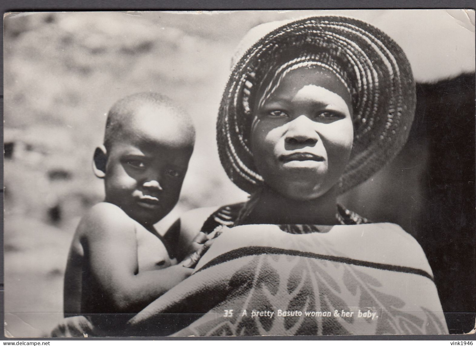 Basutoland 1966, Postcard With Pretty Basuto Woman & Her Baby,Used With 2 Stamps(C933) - 1965-1966 Autonomia Interna