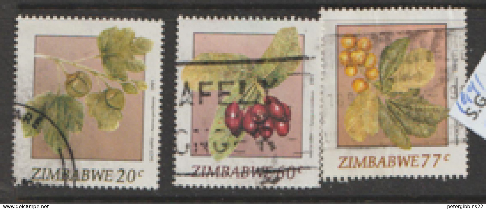 Zimbabwe  1991  SG 810,3,5  Wild Fruit   Fine Used - Zimbabwe (1980-...)