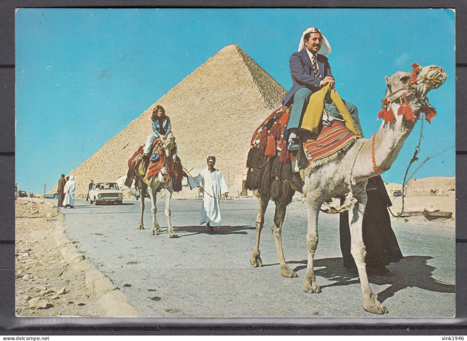 Egypt 1980,postcard With Camels,tourisme,pyramide,used With 2 Stamps(C934) - Briefe U. Dokumente