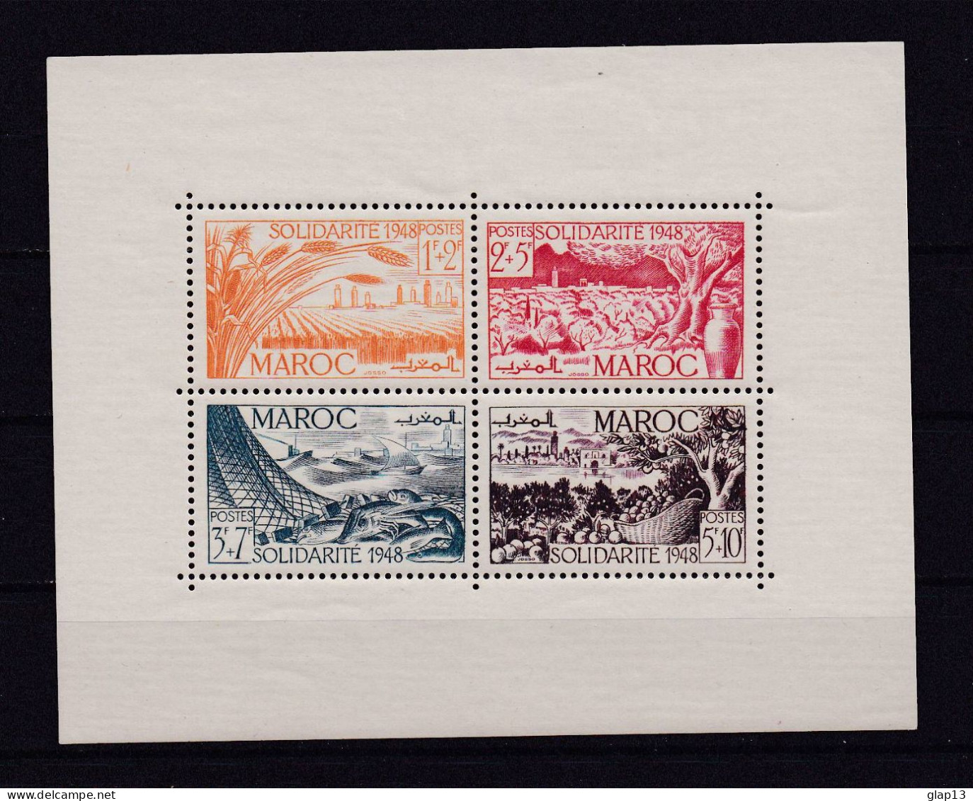 MAROC 1949 BLOC N°1 NEUF AVEC CHARNIERE - Blocks & Sheetlets