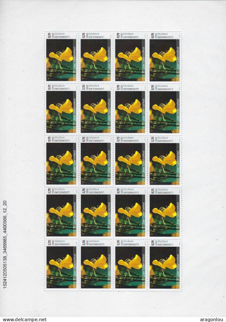 Luxembourg - Luxemburg - Feuille Complète  -  70 JOER GEENZEFEST  -  20 Timbres à 0,70€   MNH** - Full Sheets