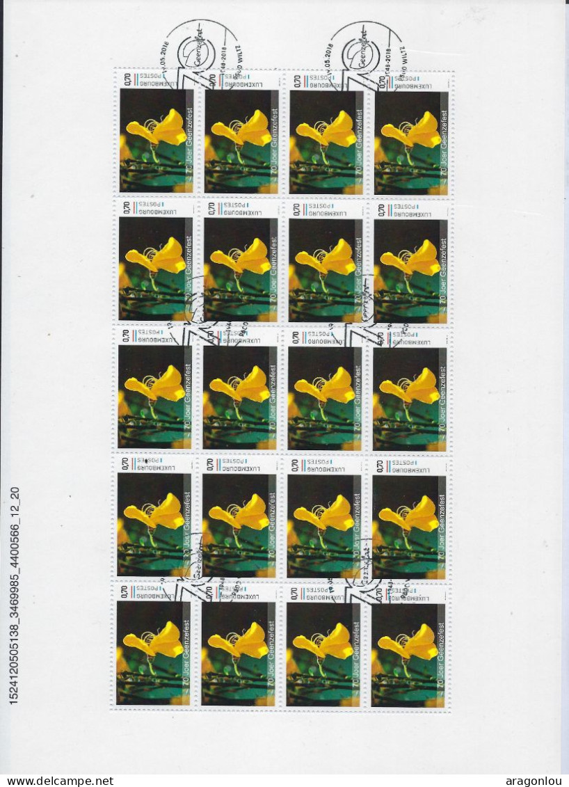 Luxembourg - Luxemburg - Feuille Complète  -  70 JOER GEENZEFEST  -  20 Timbres à 0,70€   ° - Full Sheets