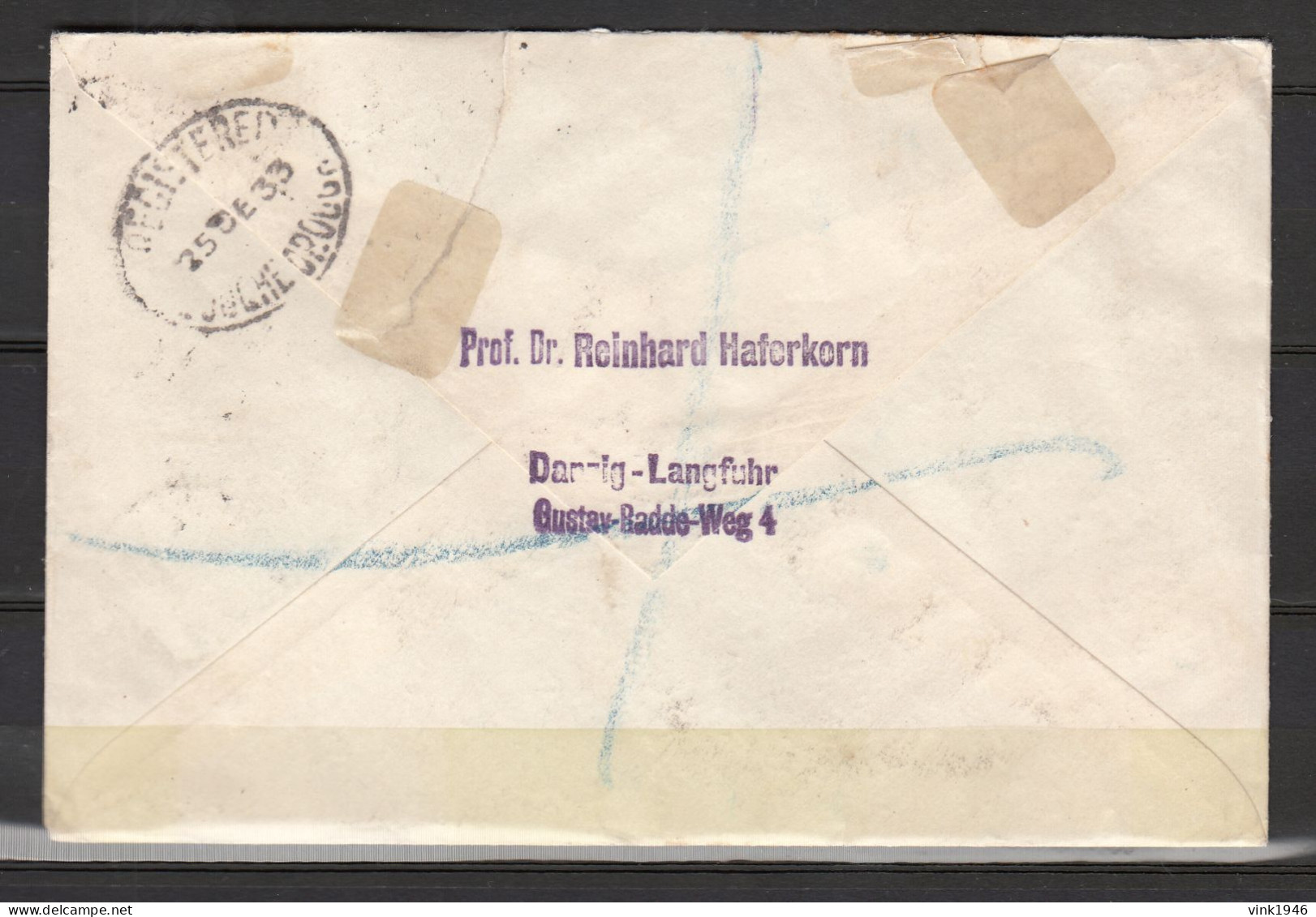 Danzig 1933, Mi 196 + 201 Auf Brief Mit Einschreiben  Nach England,Danzig-Langfuhr(D3660) - Postwaardestukken