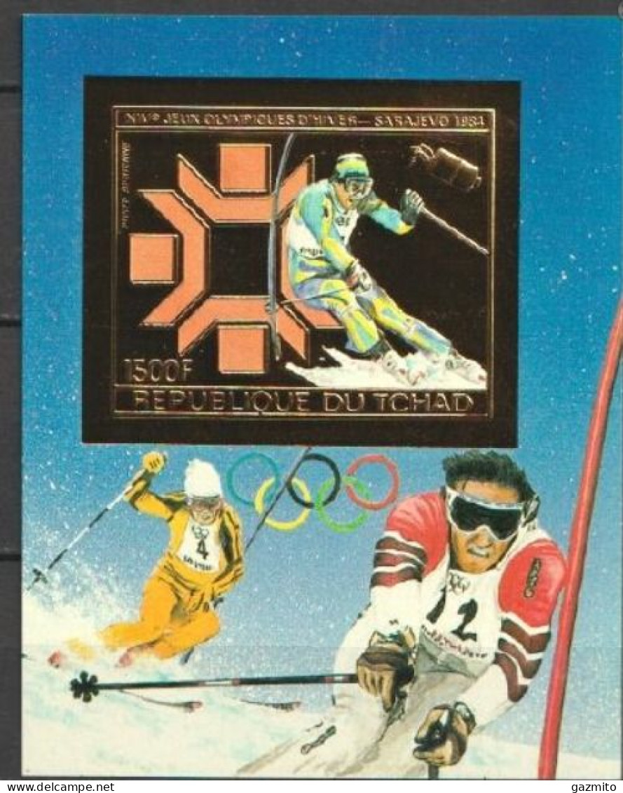 Tchad 1983, Winter Olympic Games In Sarajevo, Skiing, BF Gold, IMPERFORATED - Winter 1984: Sarajevo