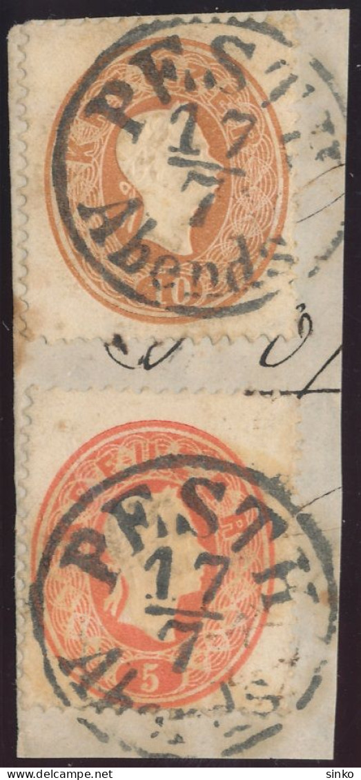 1861. Typography With Embossed Printing 10kr+5kr, PESTH/Abends - ...-1867 Prephilately
