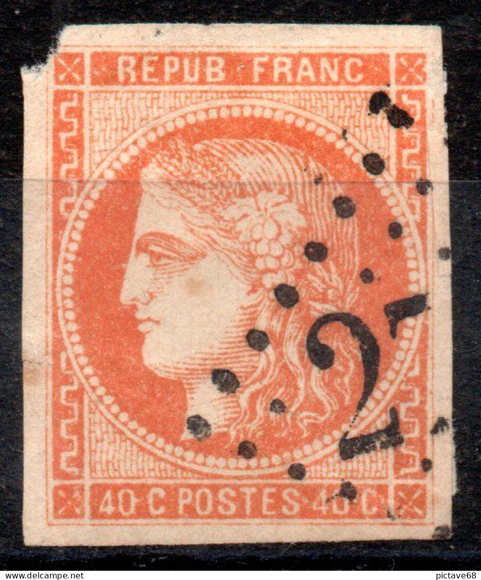 FRANCE / CERES N° 6 40c Orange Oblitéré - 1870 Bordeaux Printing