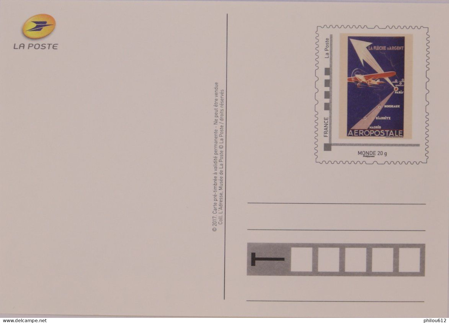 Aéropostale France 2017 - La Flèche D'argent - Neuf - Prêts-à-poster:Stamped On Demand & Semi-official Overprinting (1995-...)