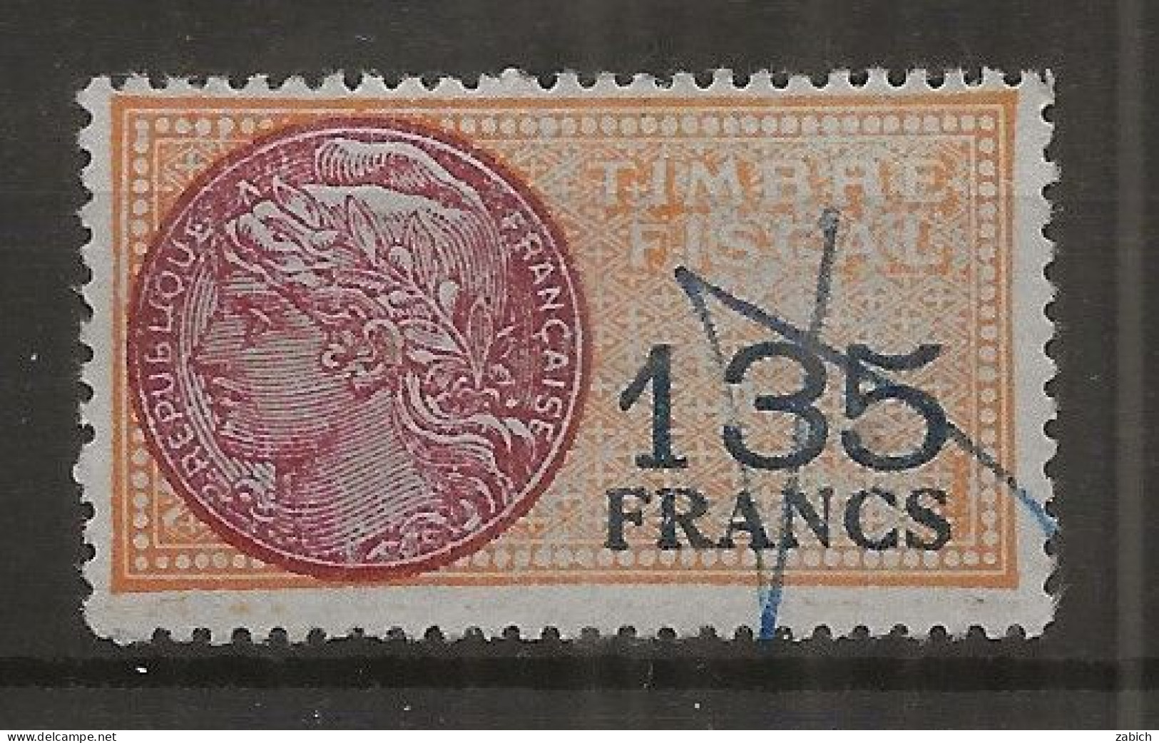 TIMBRES FISCAUX DE FRANCE SERIE UNIFIEE N°289 A   135F  Sur Papier Violacé - Other & Unclassified