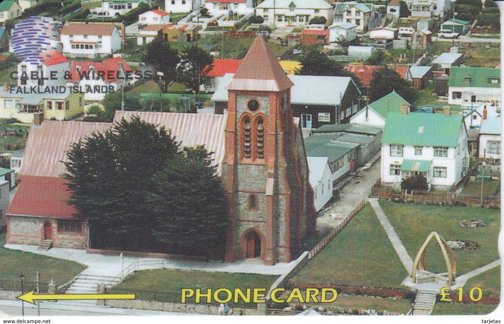 195CFKA TARJETA DE LAS ISLAS FALKLAND - MALVINAS DE CHRIST CHURCH CATHEDRAL STANLEY - Falkland