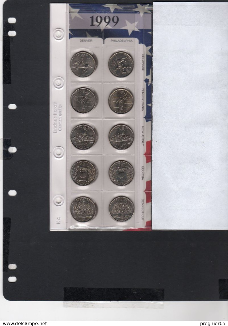 USA - Lot 10 Pièces 1/4 Dollar Série State Quarters D + P  1999 NEUF/UNC - 1999-2009: State Quarters