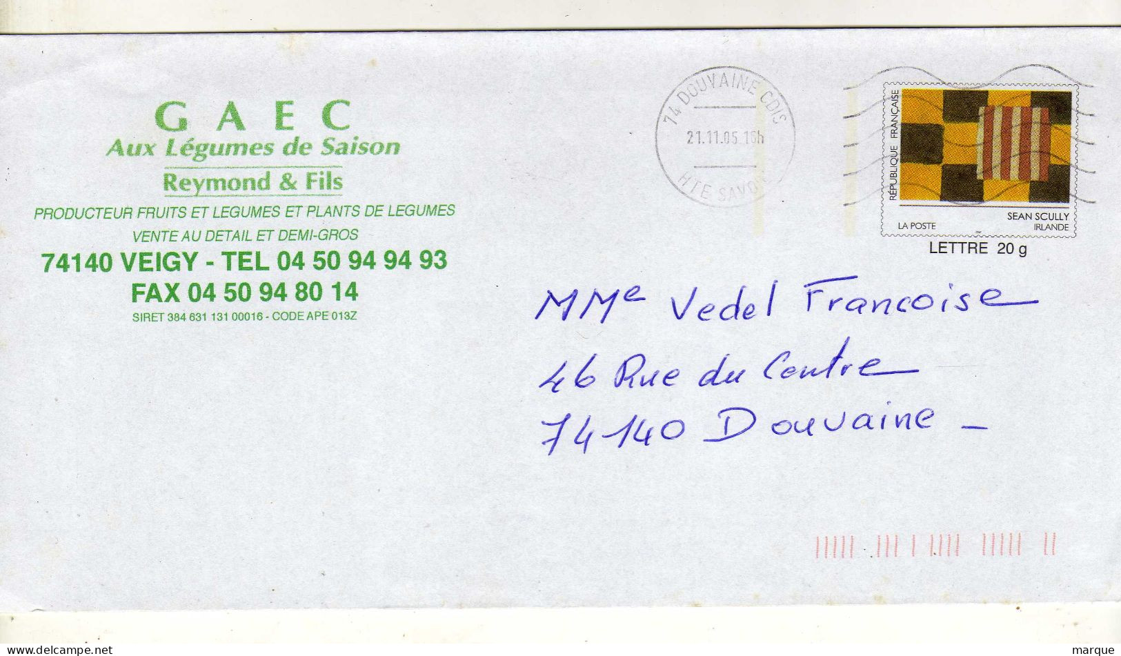 Enveloppe FRANCE Prêt à Poster Oblitération 74 DOUVAINE CDIS 21/11/2005 - PAP:  Varia (1995-...)