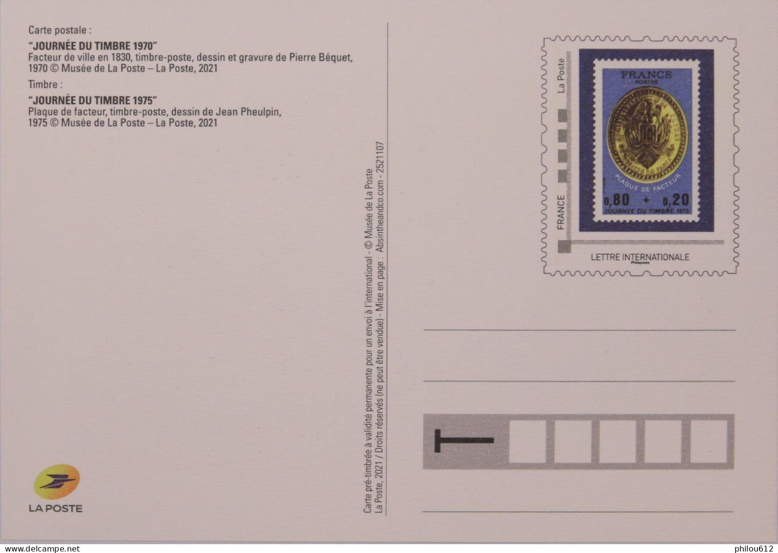Journée Du Timbre - 2021 - Prêts-à-poster:Stamped On Demand & Semi-official Overprinting (1995-...)