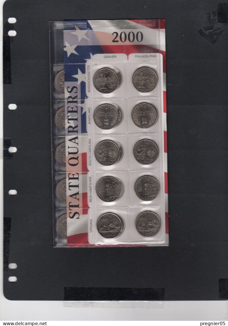 USA - Lot 10 Pièces 1/4 Dollar Série State Quarters D + P  2000 NEUF/UNC - 1999-2009: State Quarters