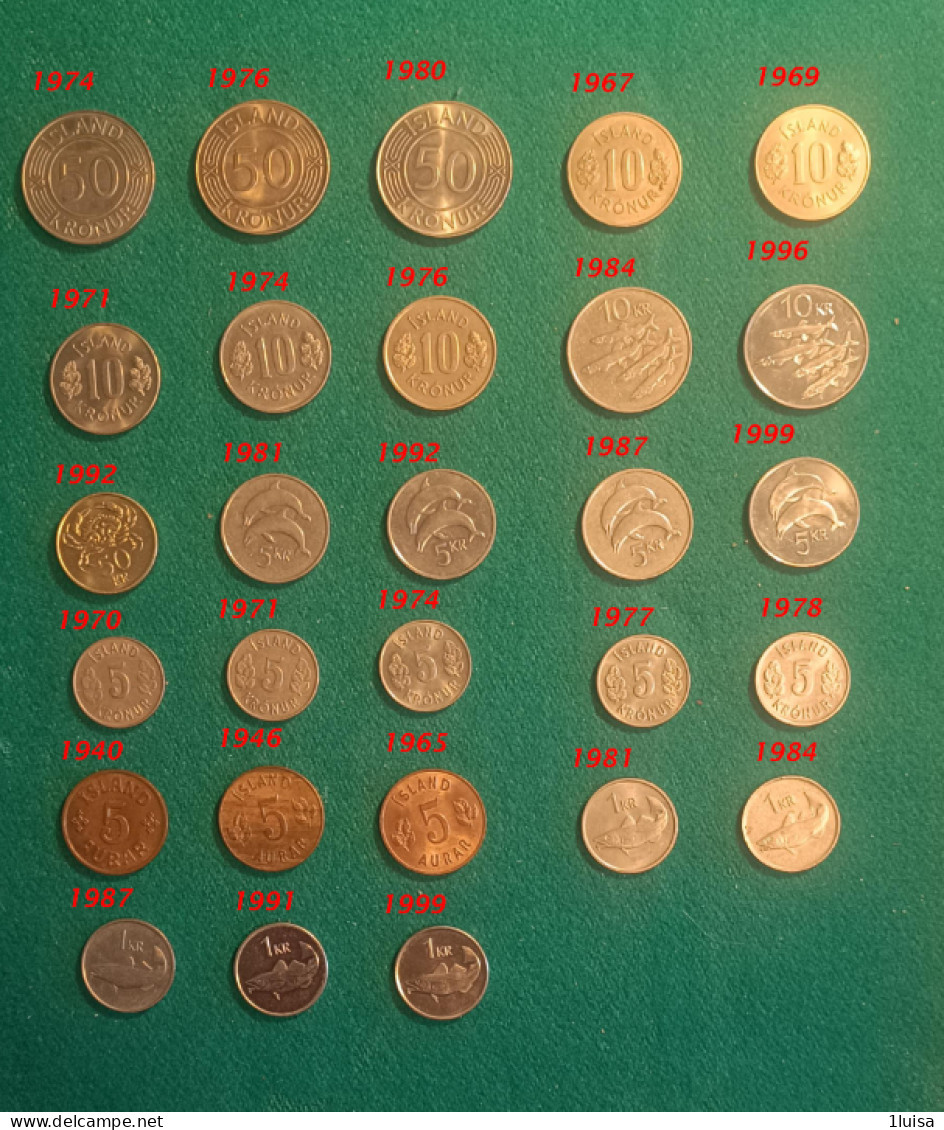 ISLANDA  28 Monete Originali Diverse Per Data - Islanda