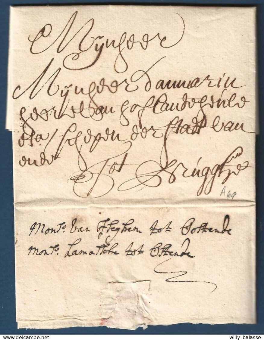 L 1738 De Ghendt Pour Brugghe Man "Mons Van Iseghem Tot Oostende" - 1714-1794 (Paises Bajos Austriacos)