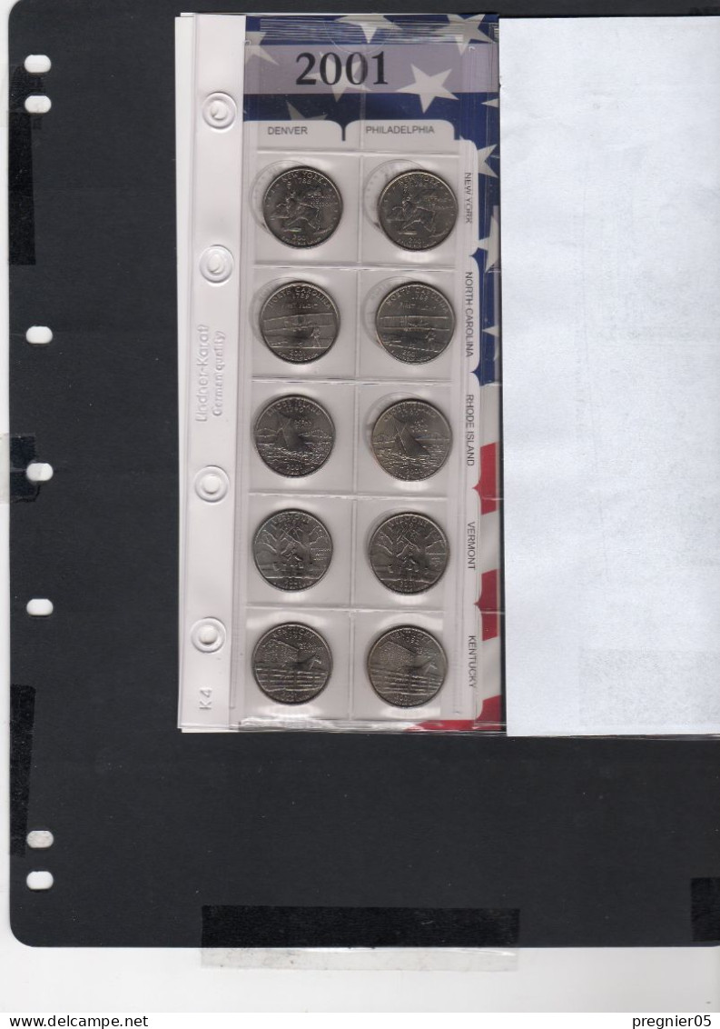 USA - Lot 10 Pièces 1/4 Dollar Série State Quarters D + P  2001 NEUF/UNC - 1999-2009: State Quarters