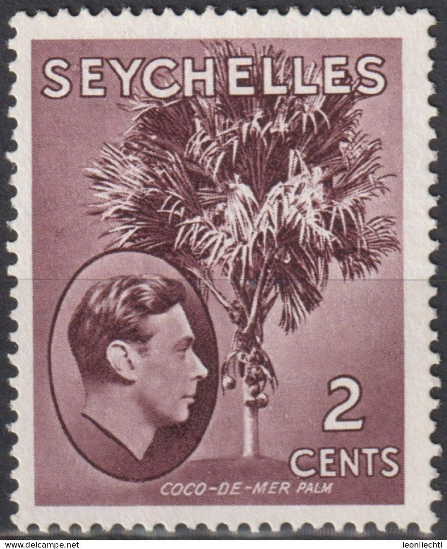 1942 Seychellen (...-1976) * Mi:SC 121, Sn:SC 125, Yt:SC 118, Coco-de-Mer Palm, King George VI Definitives (1) - Seychellen (...-1976)