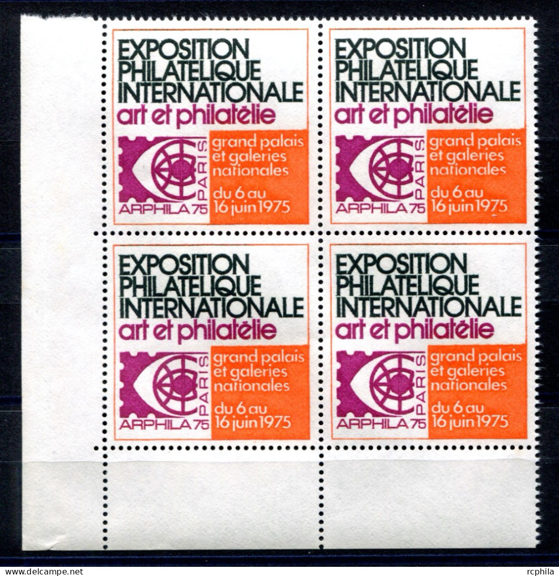 RC 26884 FRANCE COTE 8€ VIGNETTES ARPHILA 75 EXPOSITION PHILATELIQUE INTERNATIONALE BLOC DE 4 NEUF ** MNH - Philatelic Fairs