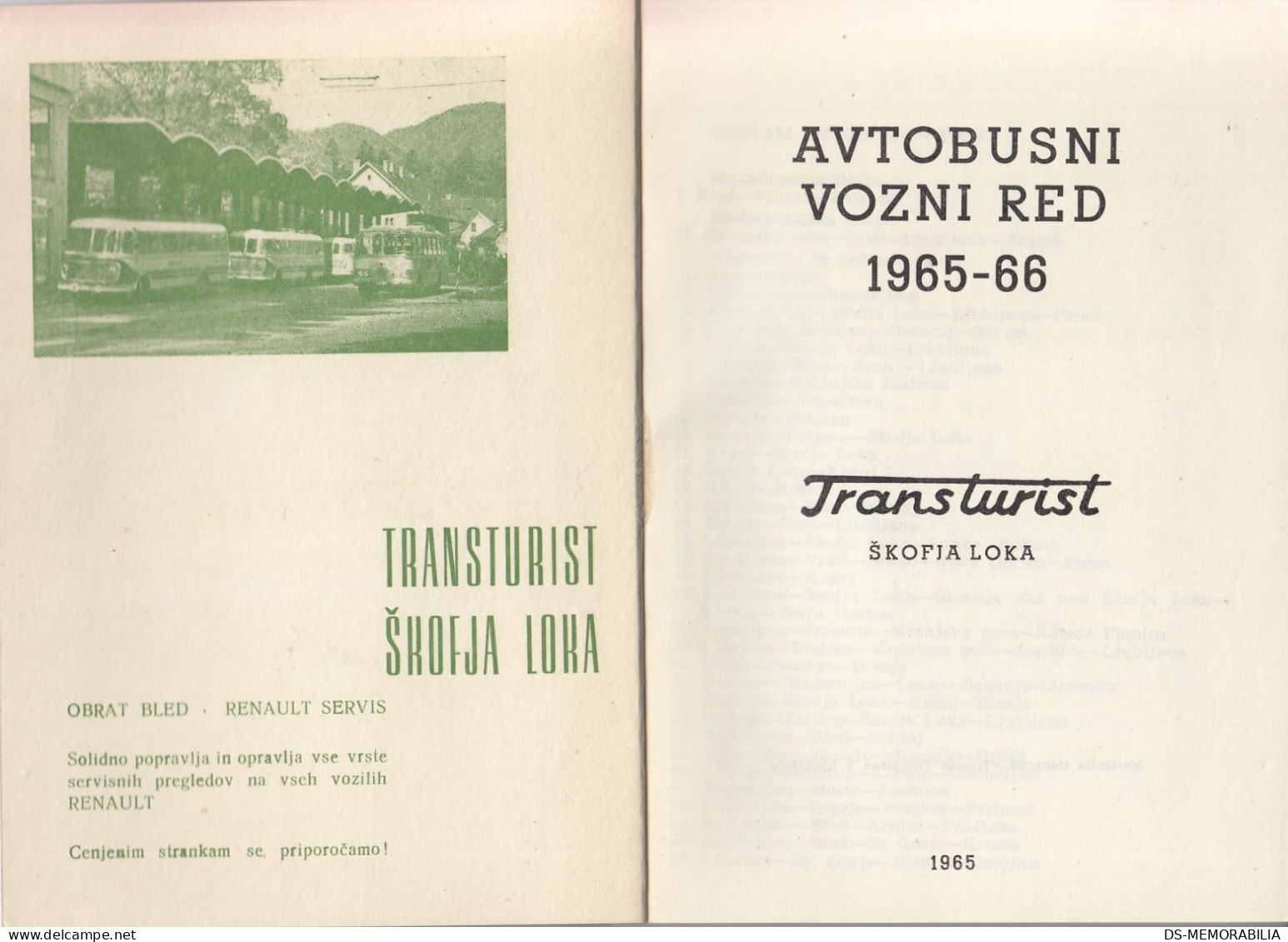 Bus Timetable Transturist Škofja Loka Slovenia Yugoslavia 1965-66 - Europa