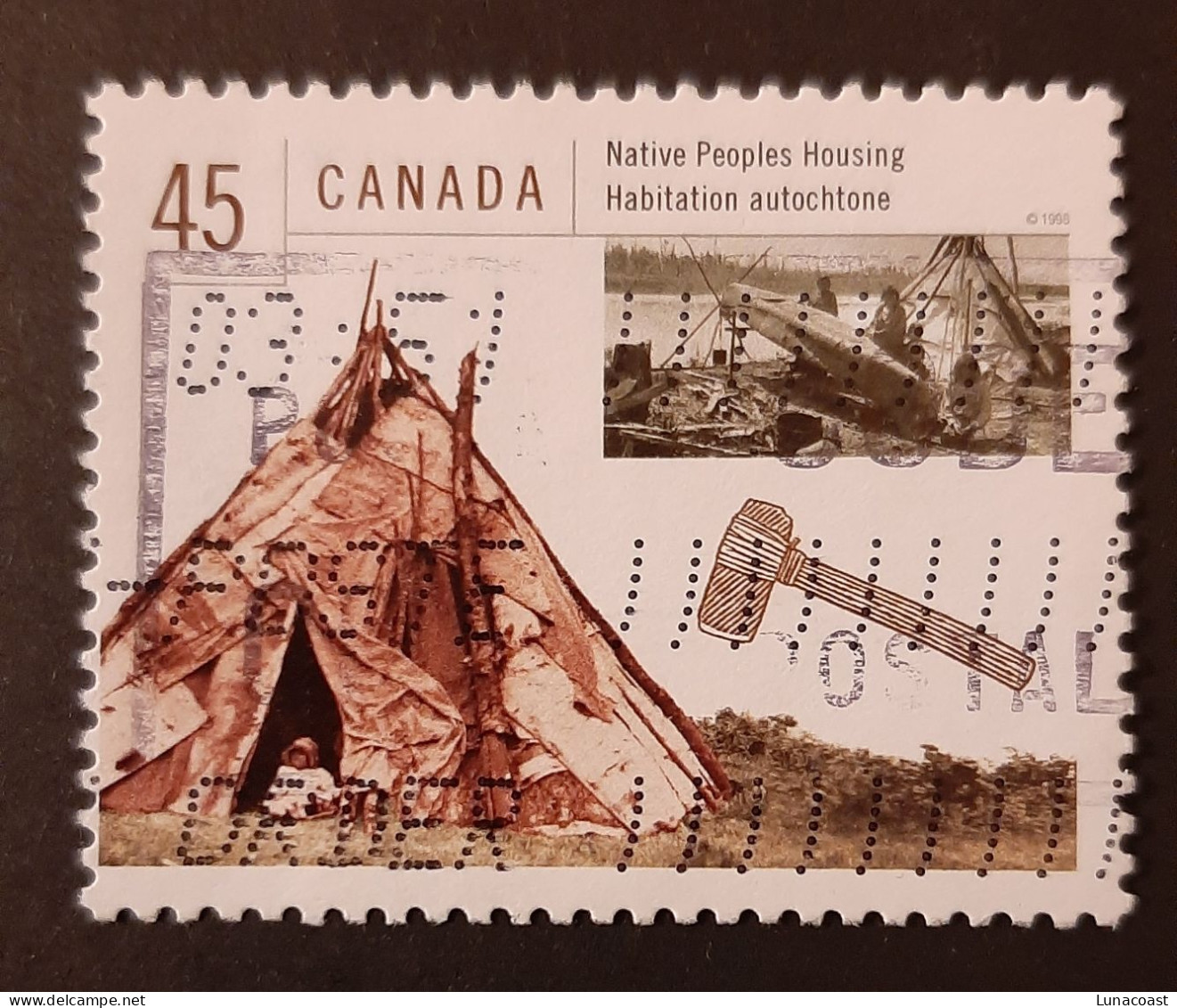 Canada 1998  USED Sc 1755a    45c  Housing In Canada, Native Peoples - Oblitérés