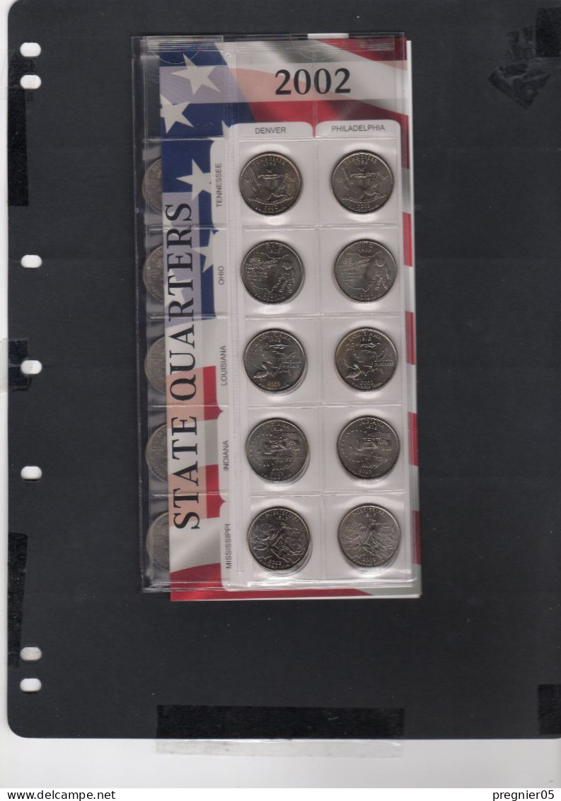 USA - Lot 10 Pièces 1/4 Dollar Série State Quarters D + P  2002 NEUF/UNC - 1999-2009: State Quarters