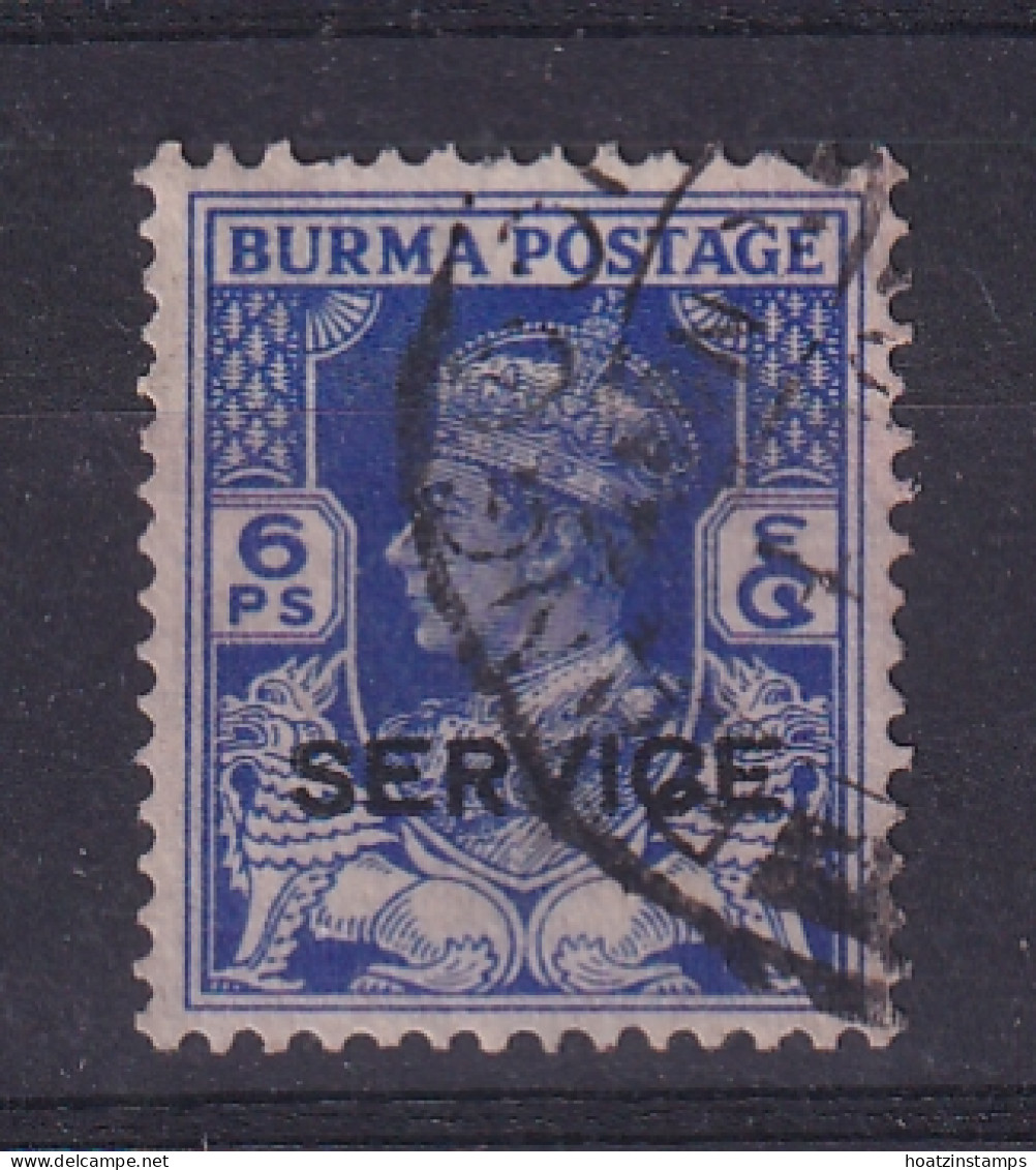 Burma: 1939   Official - KGVI 'Service' OVPT   SG O16    6p     Used - Burma (...-1947)