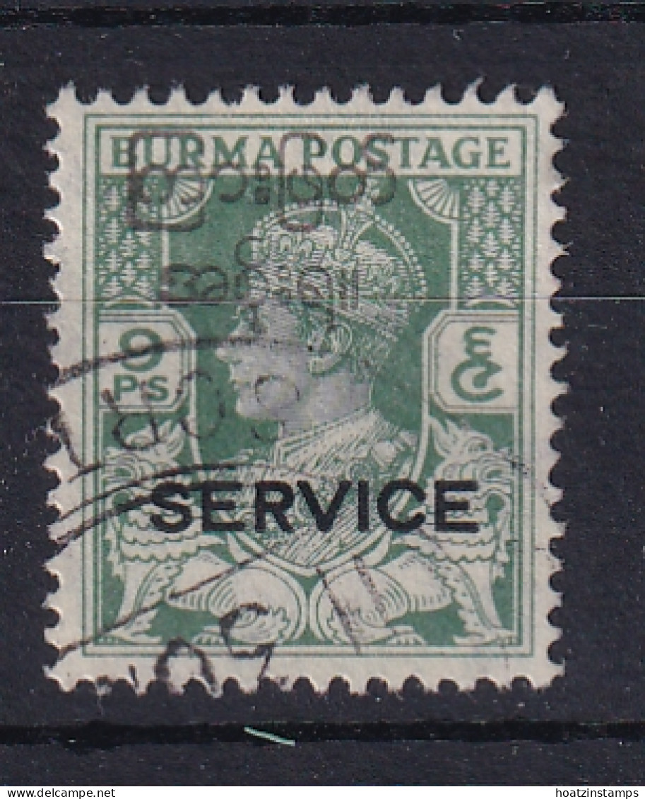 Burma: 1946   Official - British Civil Administration - KGVI 'Service' OVPT   SG O30    9p   Green  Used - Burma (...-1947)