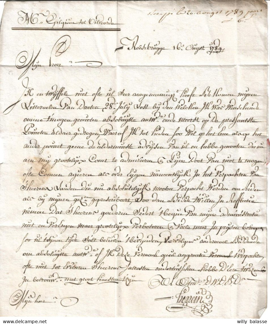 L 1789 De Rousbrugge Pour Vilvorde Avec Marque YPRES + Man "francq Tot Ypere" + "5" - 1789-1790 (Brabant Revolution)