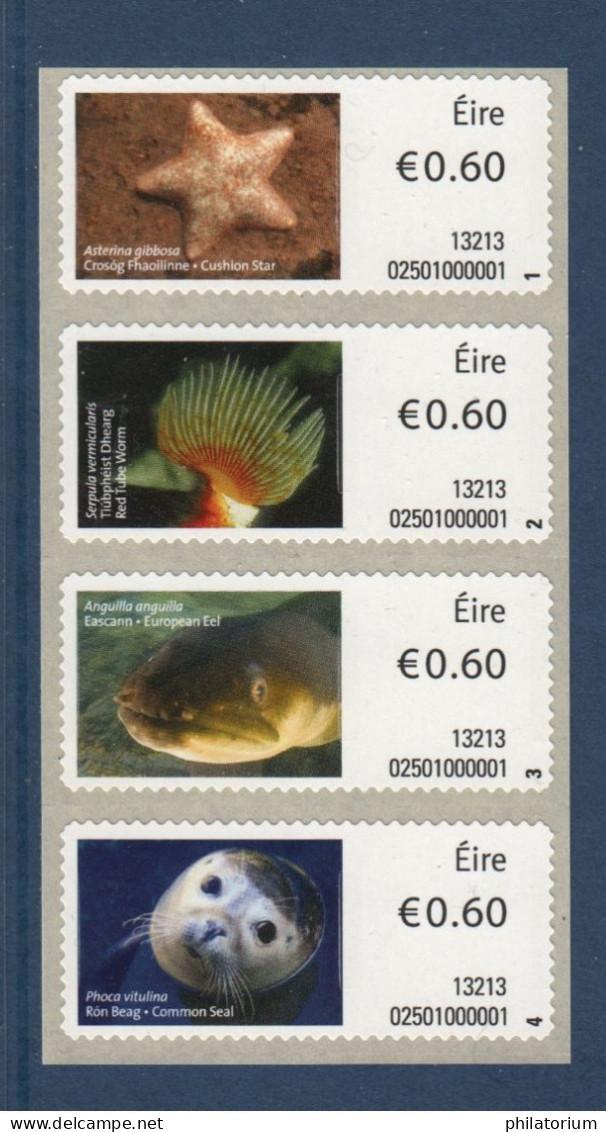 EIRE Irlande, **, Yv D 43, 44, 45, 46, Mi AT 43 à 46, SG 39 A, Vignettes Adhésives De Distributeur, Faune Marine, - Affrancature Meccaniche/Frama