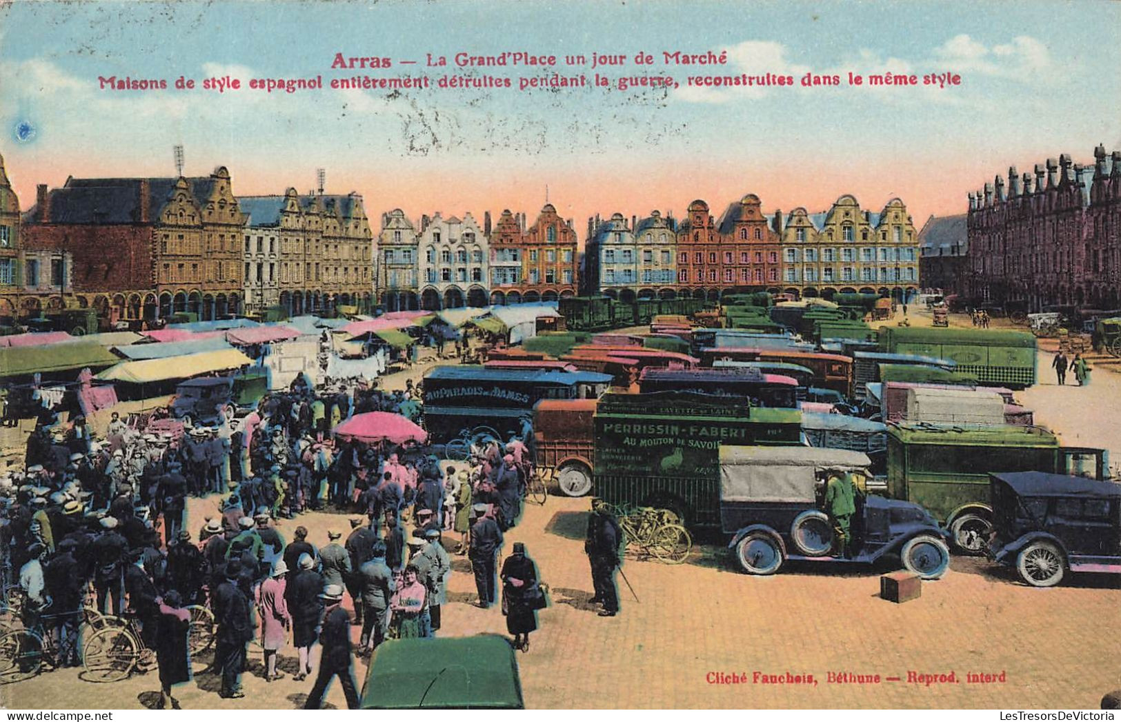 FRANCE - Arras - La Grand'Place, Un Jour De Marché - Maison De Style Espagnol Entièrement Détru - Carte Postale Ancienne - Arras