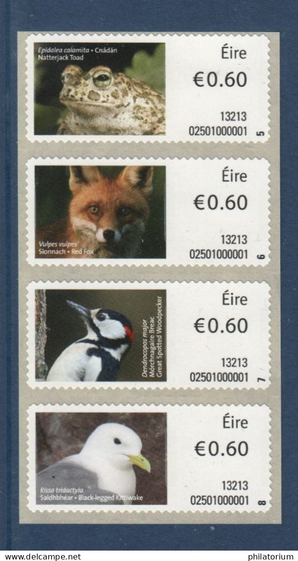 EIRE Irlande, **, Yv D 47, 48, 49, 50, Mi AT 47 à 50, SG 43 A, Vignettes Adhésives De Distributeur, Faune, - Frankeervignetten (Frama)