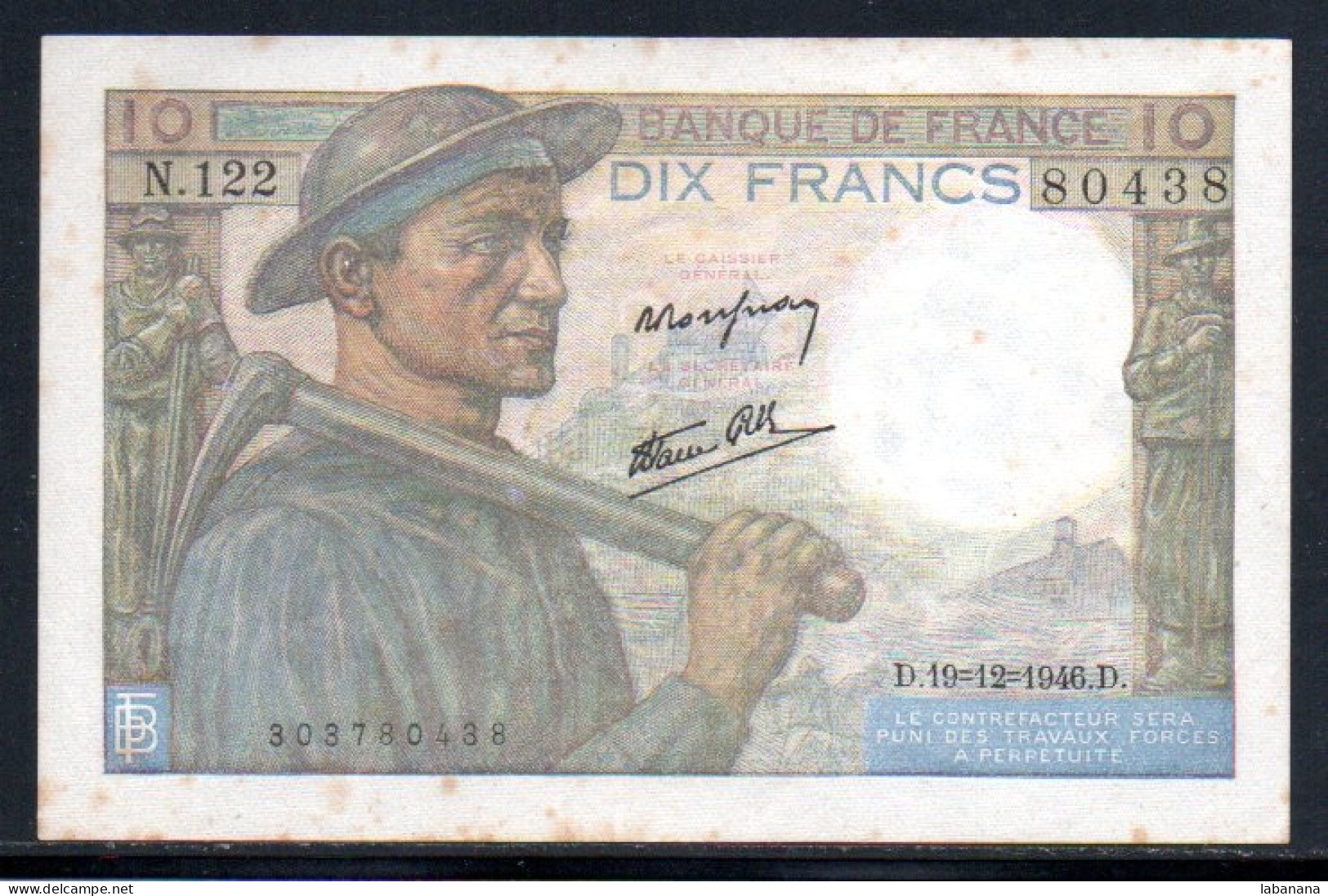 554-France Billet De 10 Francs 1946D N122 - 10 F 1941-1949 ''Mineur''