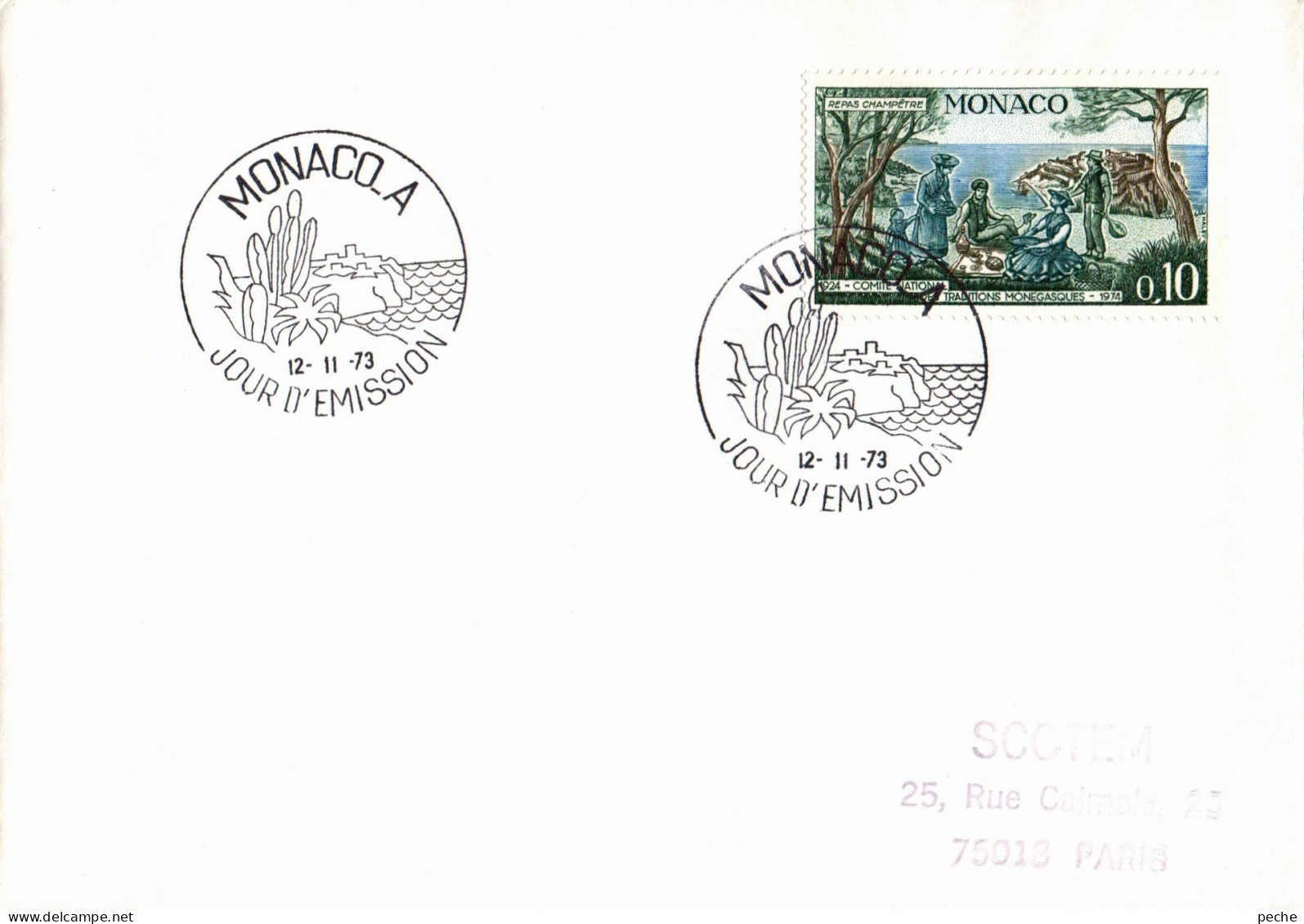 N°662 V -cachet Monaco A -jour D'émission- - Postmarks