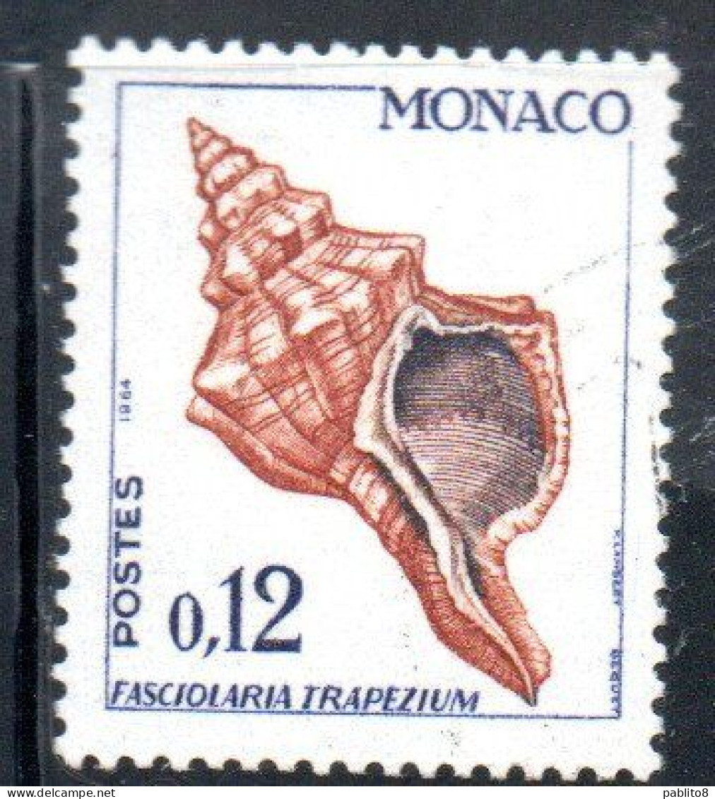 MONACO 1964 SEA SHELLS COQUILLAGE  FASCIOLARIA TRAPEZIUM SHELL 12c USED USATO OBLITERE' - Gebruikt
