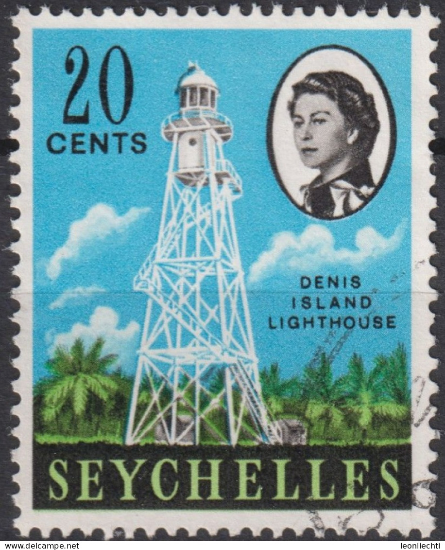 1962 Seychellen (...-1976) ° Mi:SC 198, Sn:SC 201, Yt:SC 191, Denis Island Lighthouse, Königin Elizabeth II. - Seychelles (...-1976)