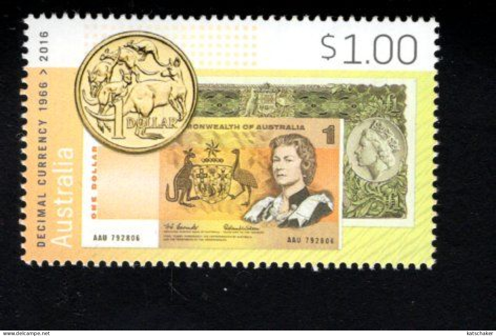 1950019052 2016 SCOTT 4451 (XX) POSTFRIS MINT NEVER HINGED  -  AUSTRALIAN ONE POUND BANKNOTE ONE DOLLAR BANKNOTE & COIN - Nuovi