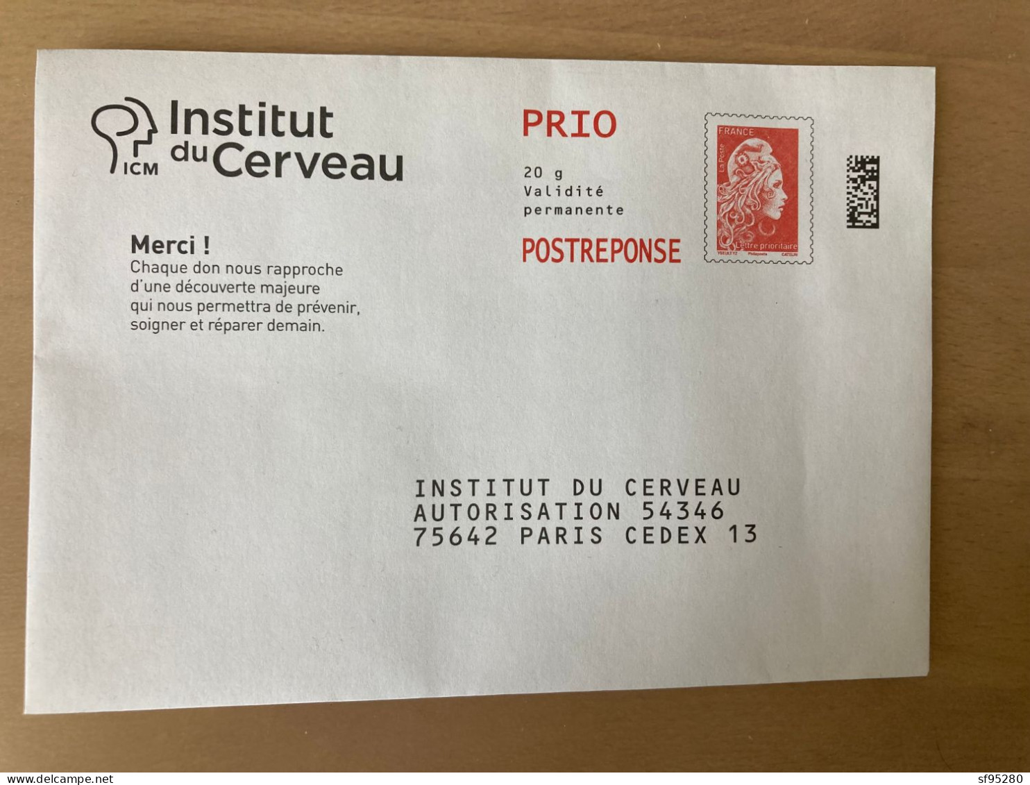 PAP REPONSE MARIANNE YSEULTYZ CATELIN INSTITUT DU CERVEAU 377436 - Listos Para Enviar: Respuesta/Marianne L'Engagée