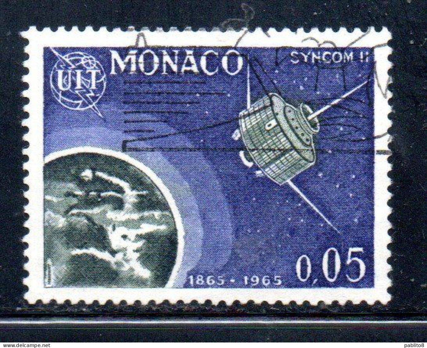 MONACO 1965 ITU UIT EMBLEM AND SYNCOM II AND EARTH 5c USED USATO OBLITERE' - Usati
