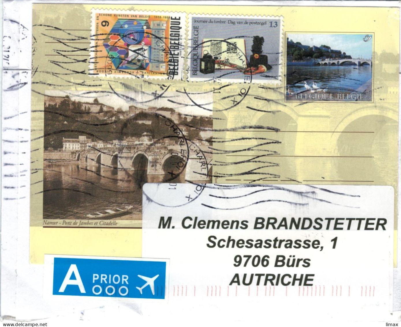 Ganzsache Karte Auf Brief Zufrankierung 6099 Charleroi 2023 - Namur Pont De Jambes Et Citadelle - Postcards 1951-..